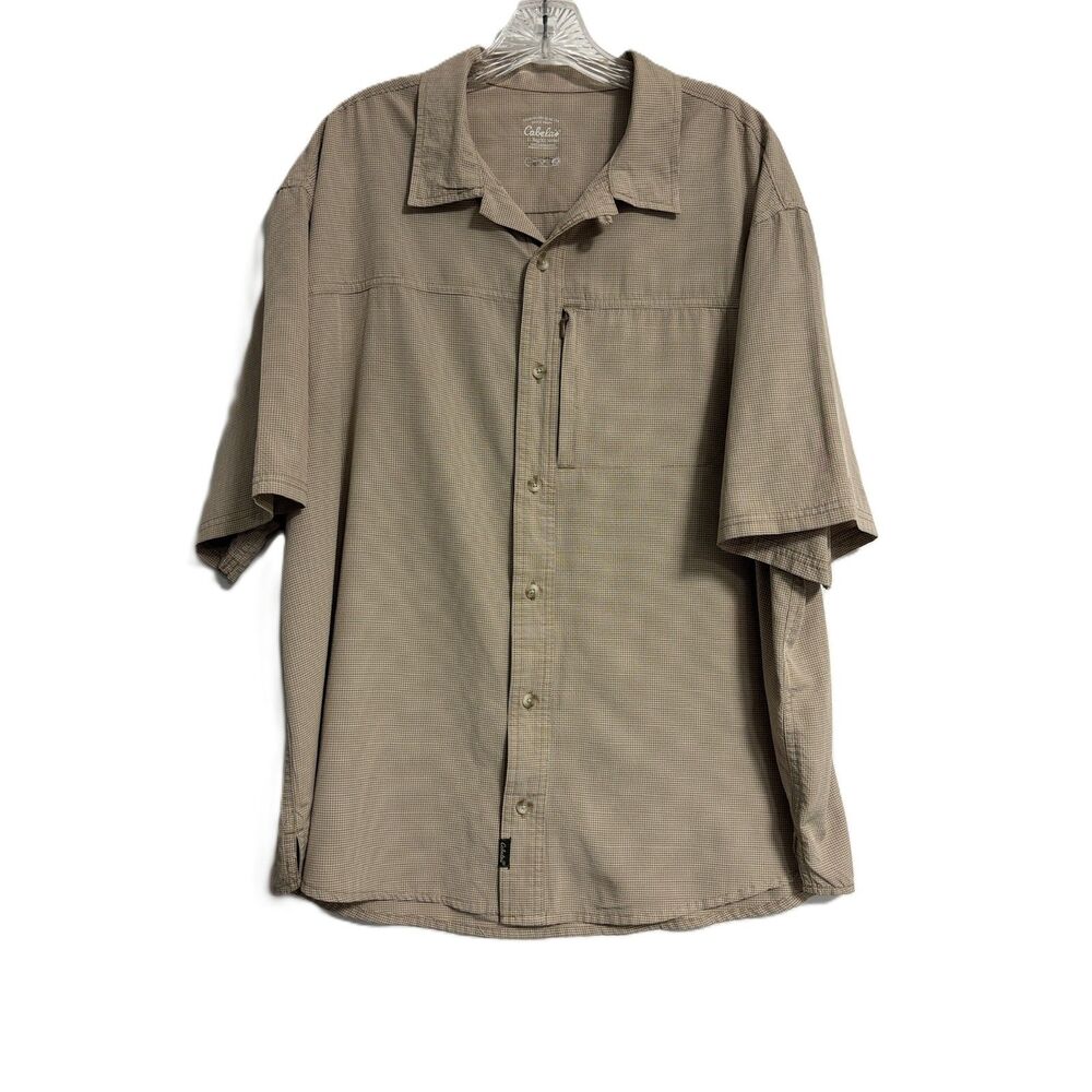 Cabela's Wick Advantage Performance Shirt XL Extra Large Tan White Plaid Hiking